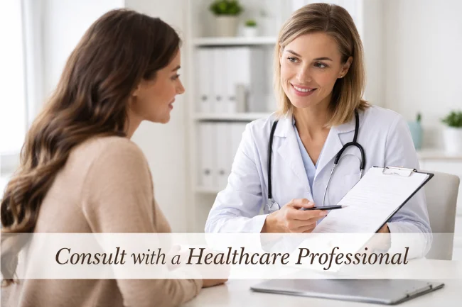 Pantagonar: A healthcare professional advising a patient about hair and nail health in a consultation.