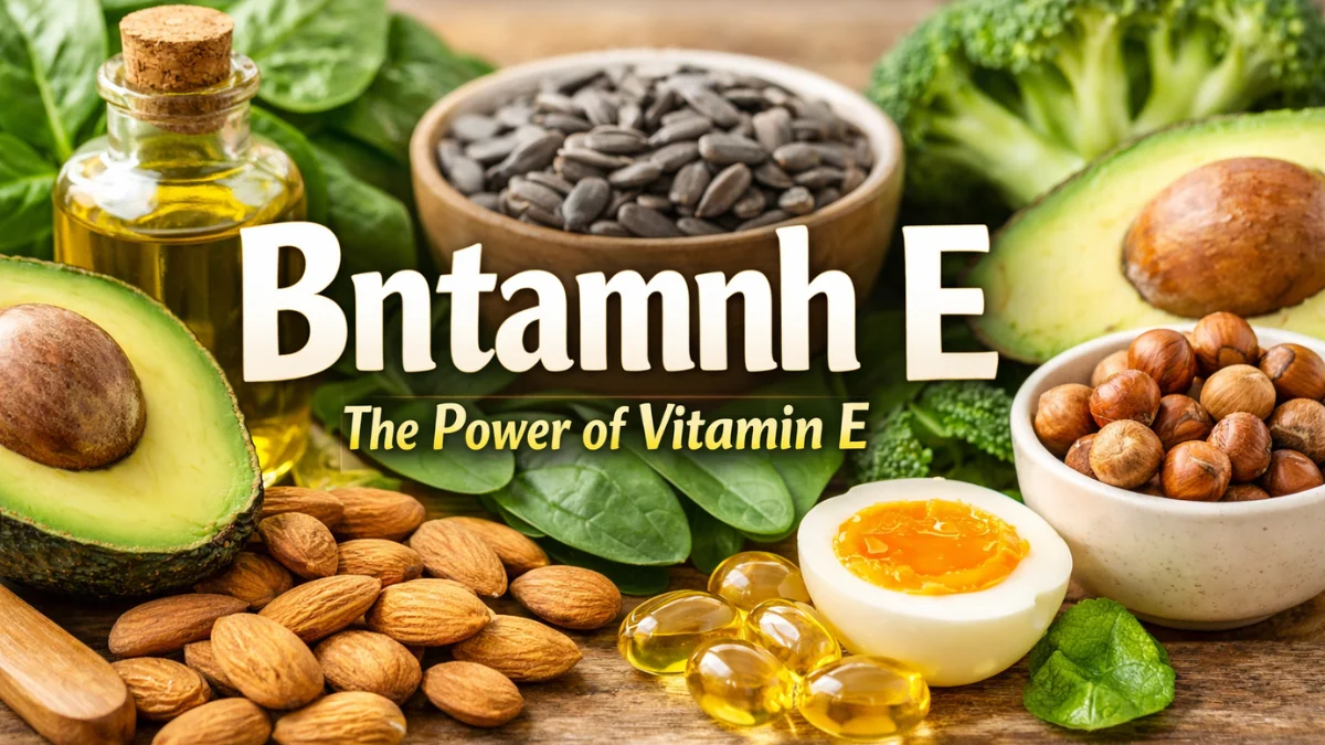 Bntamnh E rich foods like avocado, almonds, sunflower seeds, and hazelnuts, showcasing the power of Vitamin E.