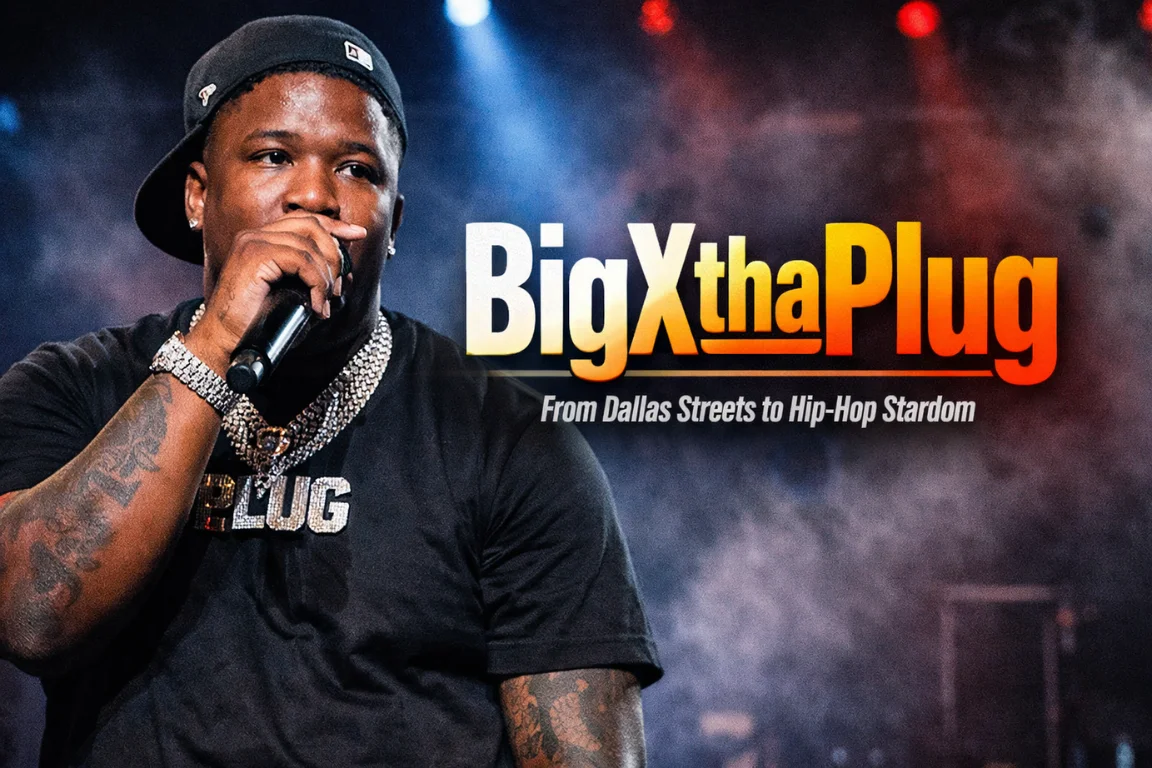 BigXthaPlug performing live on stage under dramatic lighting, representing Dallas hip-hop culture and modern Southern rap