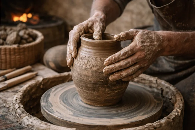 Portar Leisa traditional pottery made by hand on a manual clay wheel