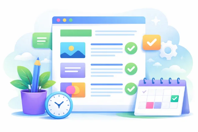 Runlia blogging best practices illustration showing structured content, clear formatting, and consistent publishing
