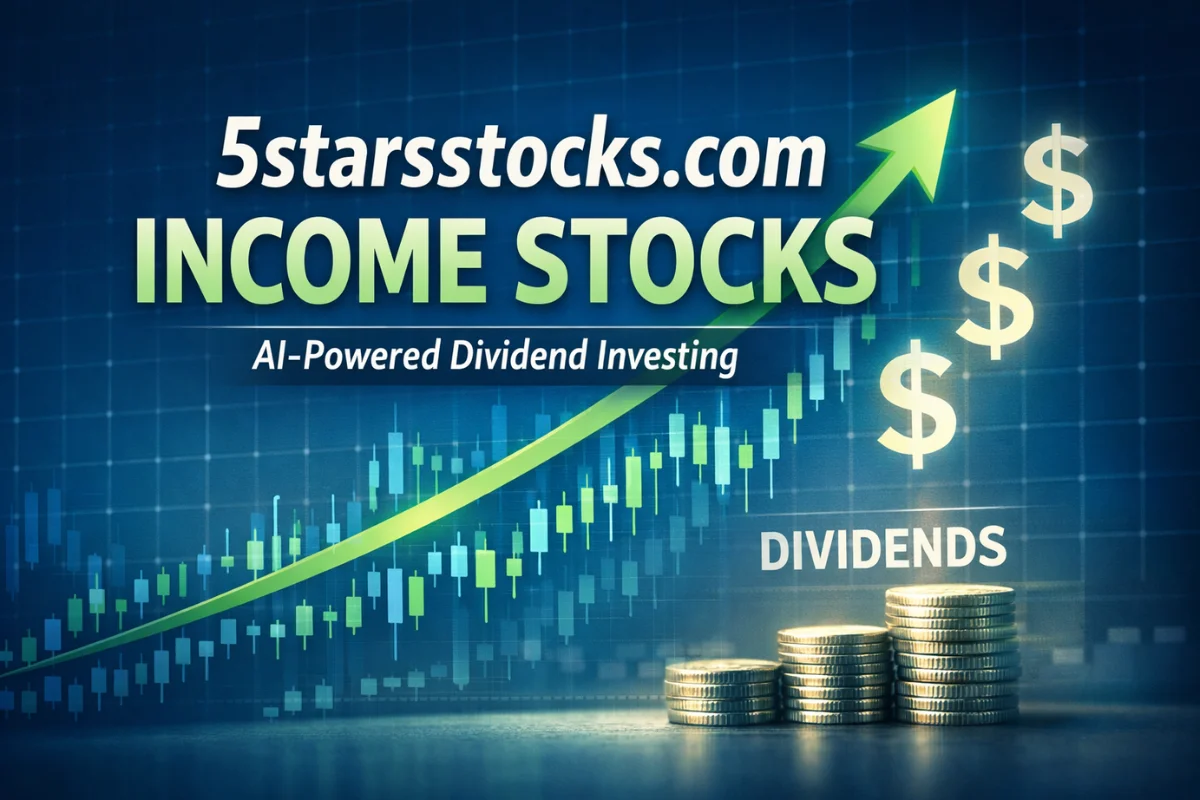5starsstocks.com income stocks featured image showing AI-powered dividend investing with rising stock chart and dividends