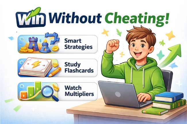 Blooket bot alternative showing a student winning by using smart strategies and studying