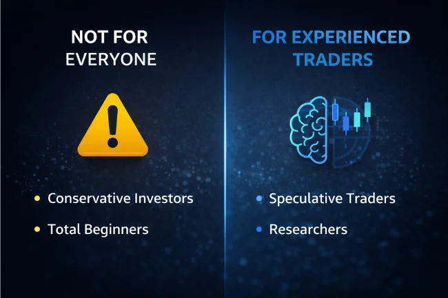 Crypto30x.com verdict image showing who should avoid the platform and who may benefit from using it