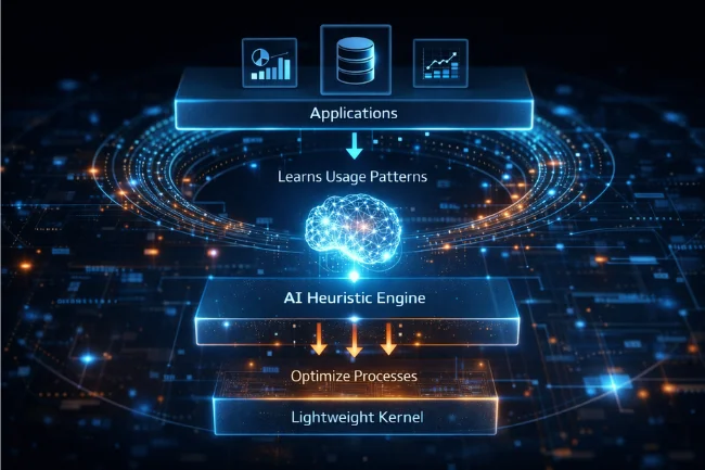 DH58GOH9.7 software architecture showing AI heuristic engine and kernel layers