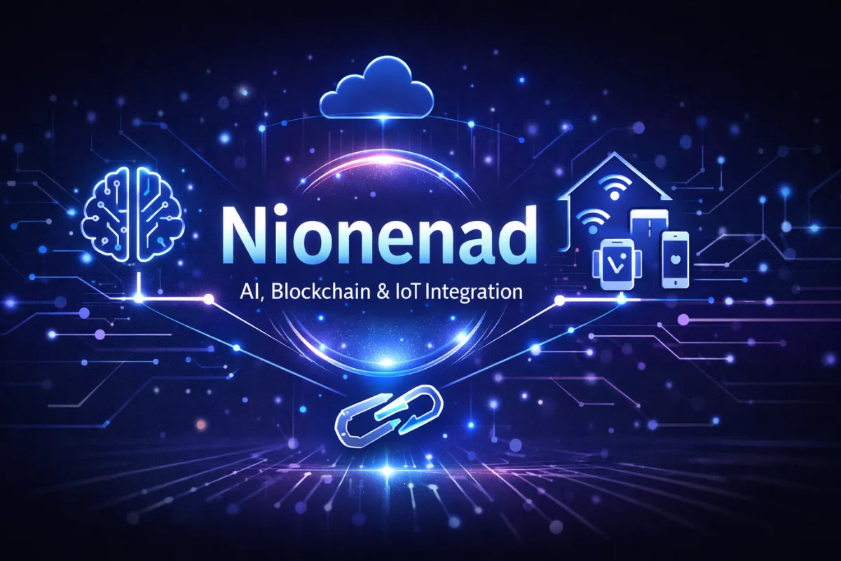 Nionenad framework showing AI, Blockchain, and IoT integration